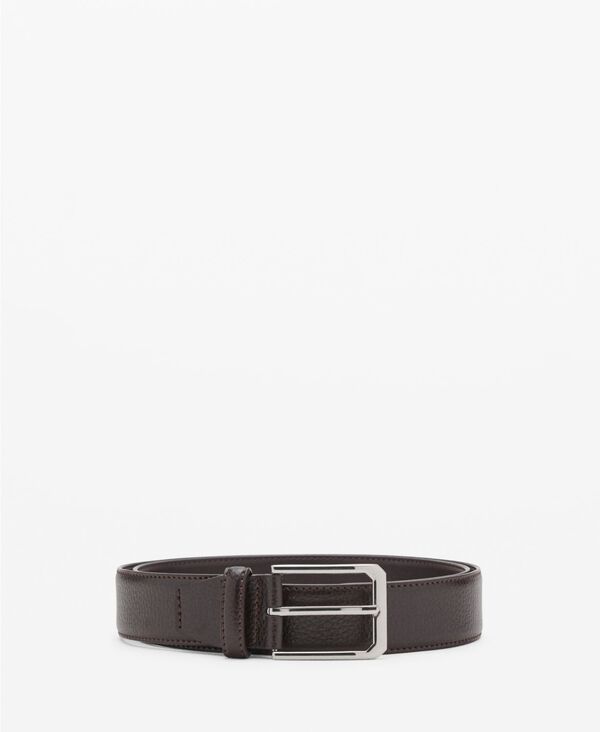 マンゴ メンズ アクセサリー ベルト レザー MANGO Men's Beaten Leather Belt Chocolate チョコレート