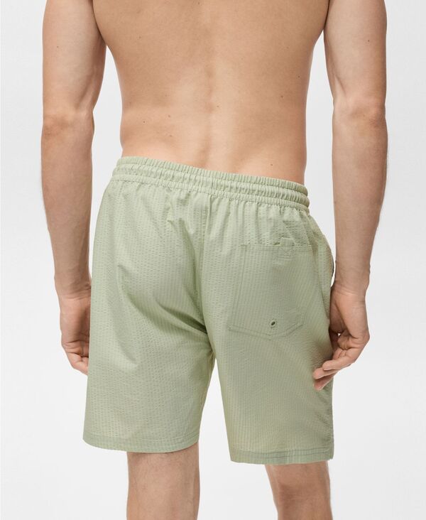 マンゴ メンズ 水着 ハーフパンツ・ショーツ MANGO Men'seersucker Swimming Trunks Pastel Green グリーン