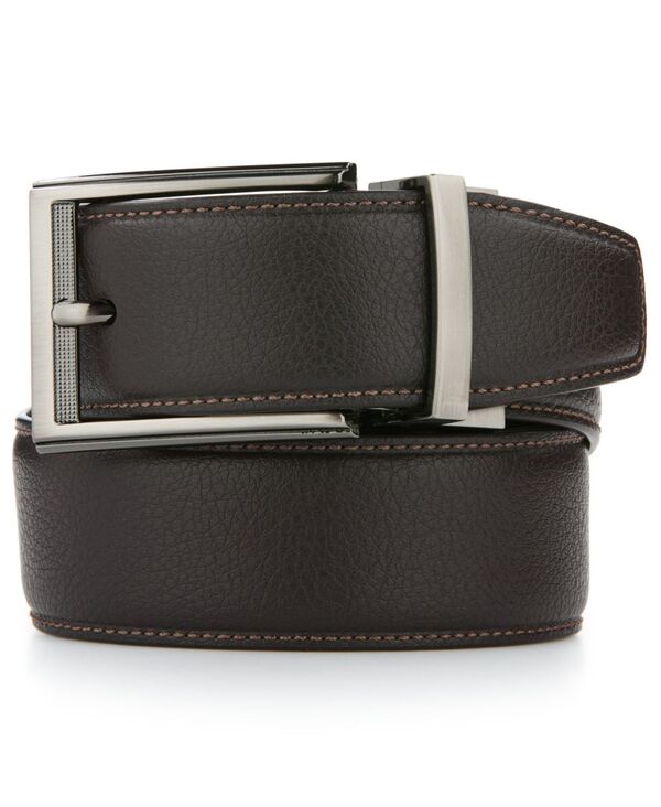 ペリーエリス メンズ アクセサリー ベルト Perry Ellis Portfolio Men's Peb Reversible Texturedress Belt Dark Brown ブラウン