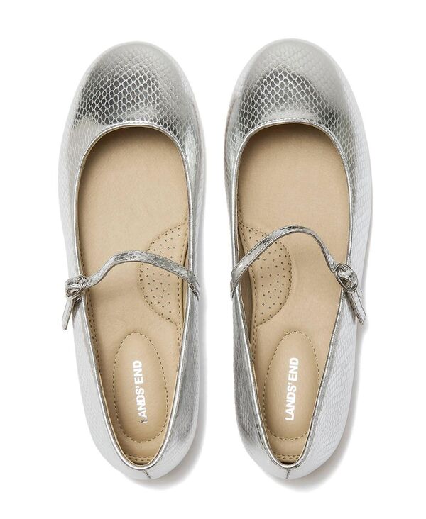 ランズエンド レディース シューズ パンプス トール Lands' End Women's Classic Metallic Mary Jane Flatsilver シルバー(4)