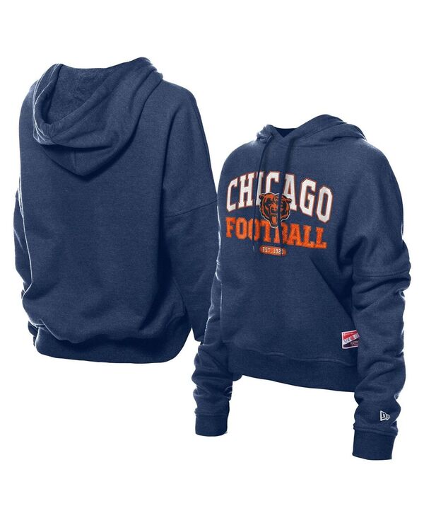 ニューエラ レディース アウター パーカー・スウェット シャツ New Era Women's Navy Chicago Bears Throwback Boxy Hoodie Sweatshirt Navy ネイビー(4)