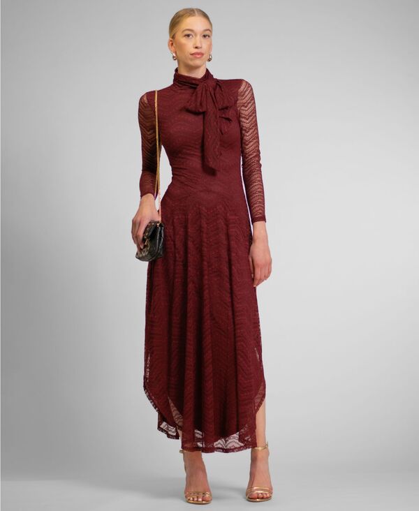 レイチェル ロイ レディース トップス ワンピース モックネック レース マキシ RACHEL Roy Women's Beatrice Lace Mock Neck Maxi Dress Dark Red レッド