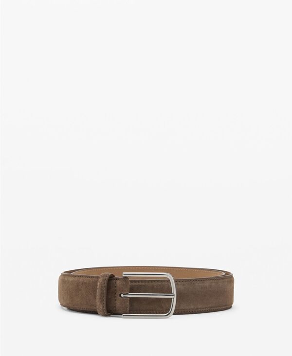 マンゴ メンズ アクセサリー ベルト スエード レザー MANGO Men'suede Leather Belt Chocolate チョコレート