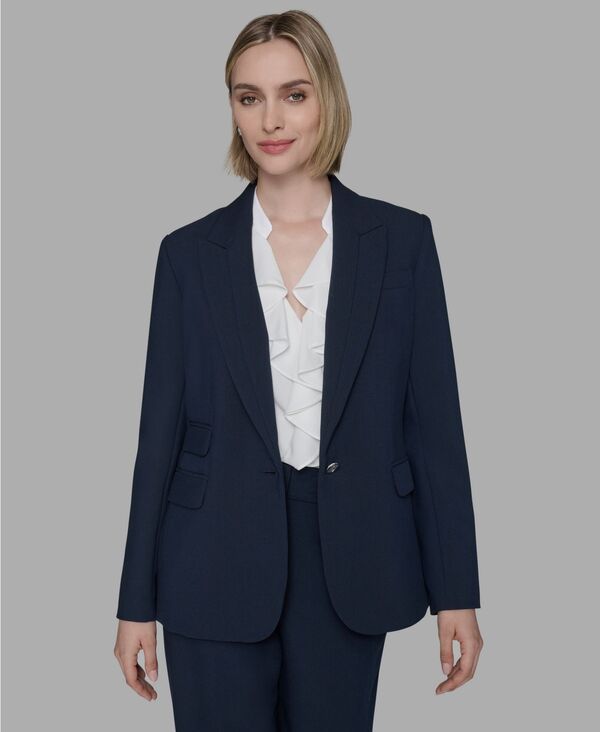 カール ラガーフェルド レディース アウター ジャケット・ブルゾン ブレザー KARLAGERFELD PARIS Women's Notched Lapel One Button Blazer Navy ネイビー
