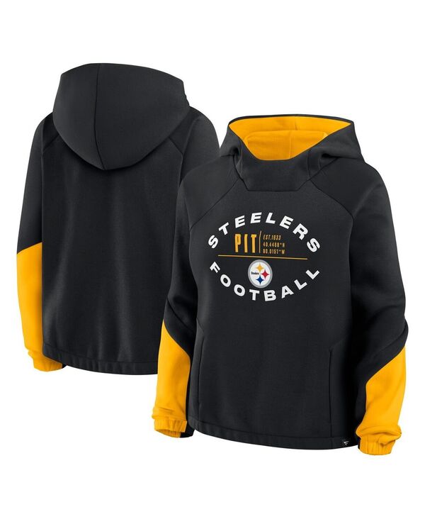 ファナティクス レディース アウター パーカー・スウェット Tシャツ Fanatics Women's Black Pittsburgh Steelers OversizedRedzone Bubble Screen Pullover Hoodie Black ブラック(4)