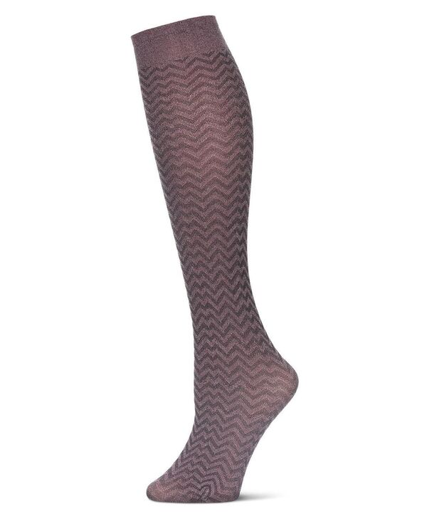 メモイ レディース アンダーウェア 靴下 MeMoi Women's Horizontal Zag Opaque Knee High Socks Plum h..