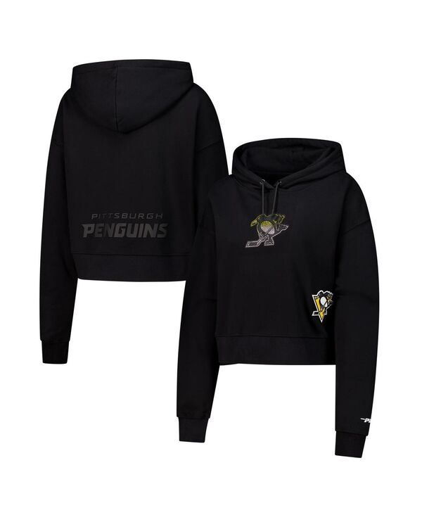 プロスタンダード レディース アウター パーカー・スウェット クロップド Pro Standard Women's Black Pittsburgh Penguins Jewels Cropped Pullover Hoodie Black ブラック(4)