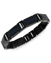 エスクァイア メンズ ブレスレット・バングル・アンクレット アクセサリー Diamond (1/5 ct. t.w.) & Blue Carbon Fiber Link Bracelet in Black Ion-Plated Stainless Steel Black