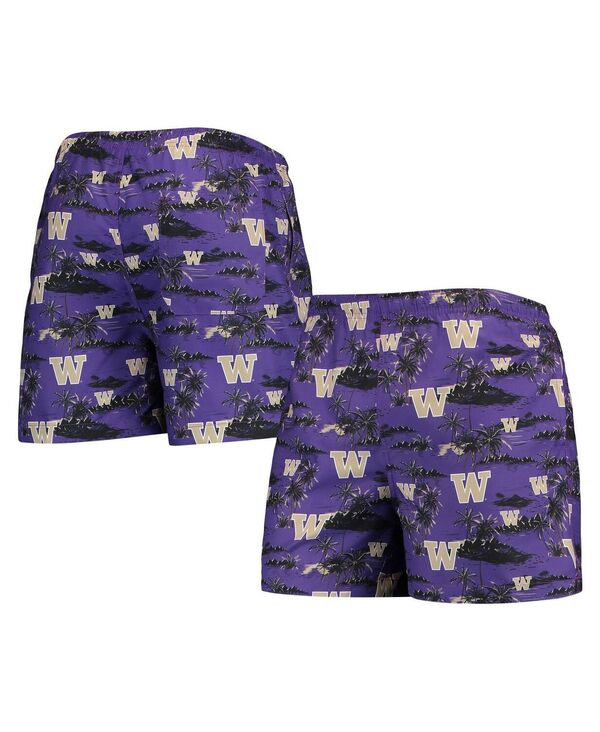 フォコ メンズ 水着 ハーフパンツ・ショーツ FOCO Men's Purple Washington Huskies Island Palm Swim Trunks Purple パープル