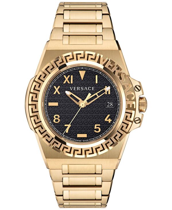 ヴェルサーチ メンズ アクセサリー 腕時計 Tシャツ Versace Men'swiss Greca Reaction Gold-Tone Stainlessteel Bracelet Watch 44mm I..