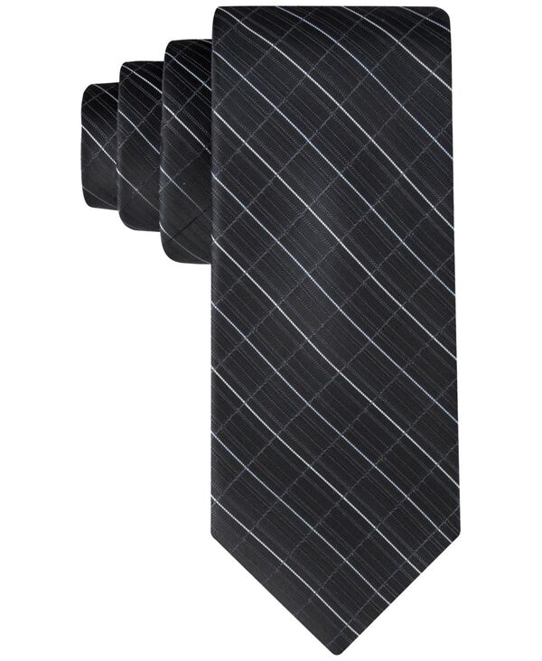 カルバンクライン メンズ アクセサリー ネクタイ Calvin Klein Men's Etched Windowpane Tie Black ブラック