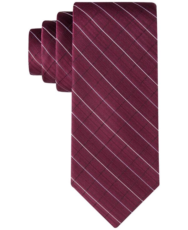 カルバンクライン メンズ アクセサリー ネクタイ Calvin Klein Men's Etched Windowpane Tie Burgundy バーガンディ