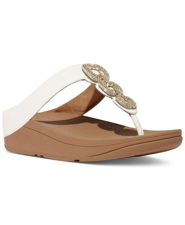 フィットフロップ レディース シューズ サンダル レザー FitFlop Women's Fino Crystal Chain Leather Toe-Post Sandals Urban White ホワイト