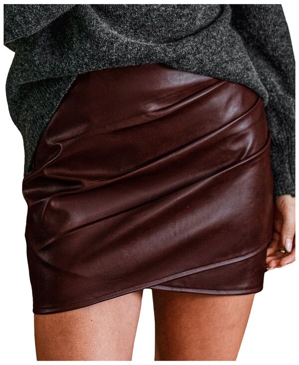 カップシー レディース ボトムスカート ミニ Cupshe Women'sassy Strut Burgundy Mini Skirt Brown ブ..