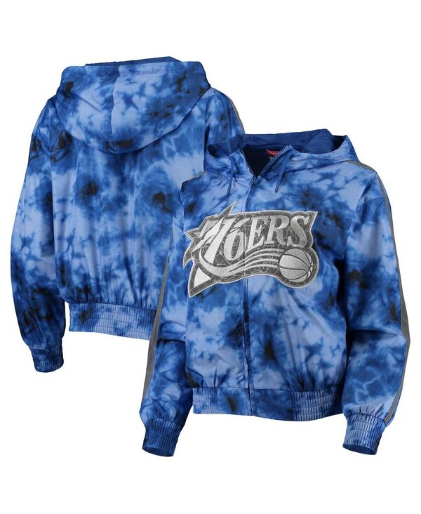 ミッチェル&ネス レディース アウター ジャケット・ブルゾン パーカー Mitchell & Ness Women's Royal Philadelphia 76ers Galaxy Sublimated Windbreaker Pullover Full-Zip Hoodie Jacket Royal