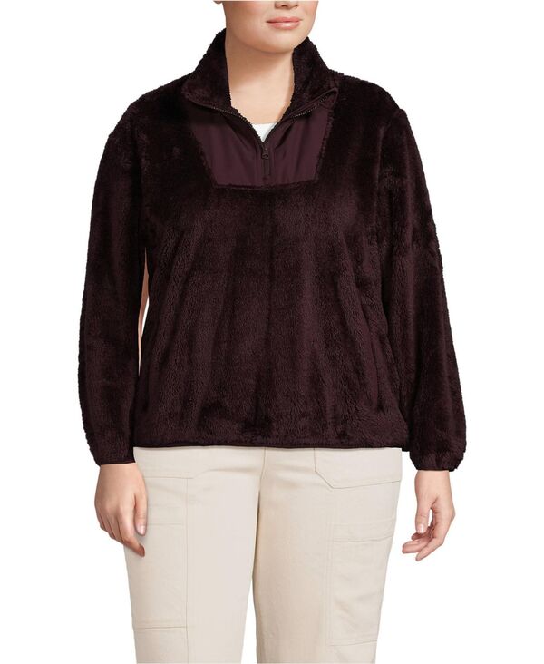 ランズエンド レディース アウター パーカー・スウェット ハーフジップラスサイズ フリース Lands' End..