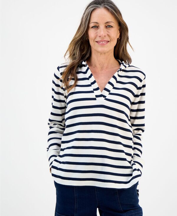 【送料無料】 スタイルアンドコー レディース パーカー・スウェット アウター Petite Striped Waffle-K..