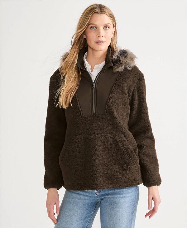 ランズエンド レディース アウター パーカー・スウェット ハーフジップ フリース Lands' End Women's H..