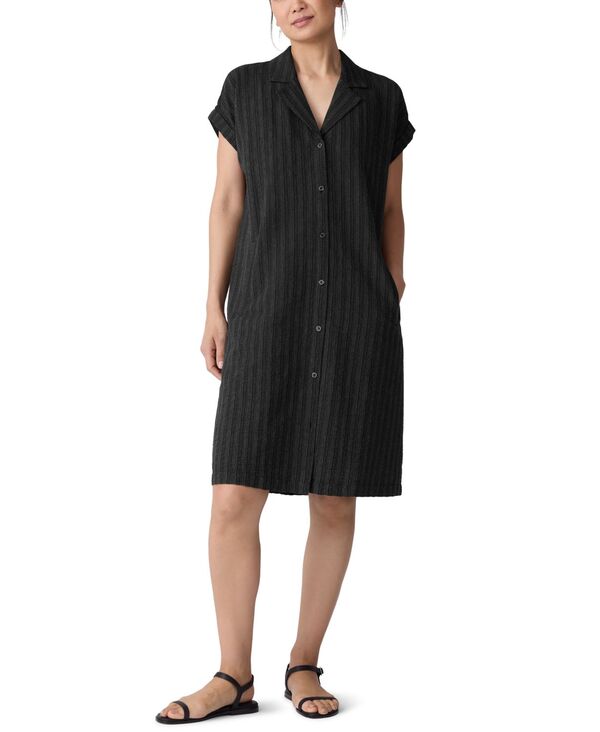エイリーンフィッシャー レディース トップス ワンピース シャツ Eileen Fisher Women'striped Notched..