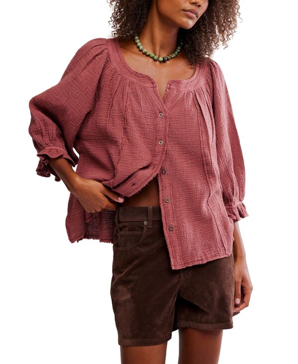 フリーピープル レディース トップス シャツ コットン ブラウス Free People Women's Lucy Cotton Butt..