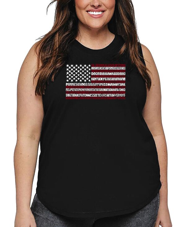 エルエーポップアート レディース トップス タンクトップラスサイズ LA Pop Art Plusize 50 States USA..
