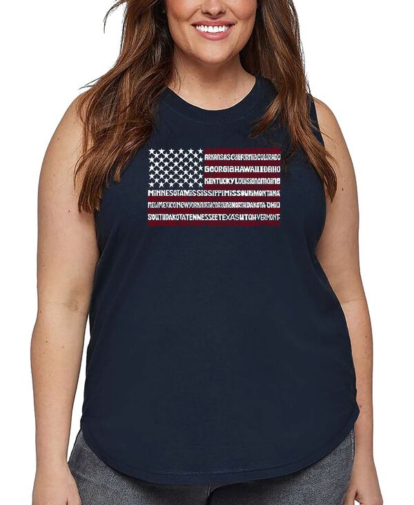 エルエーポップアート レディース トップス タンクトップラスサイズ LA Pop Art Plusize 50 States USA..