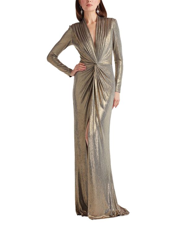 タダシショージ レディース トップス ワンピース ドレープ トール Tadashi Shoji Women's Ferrumetallic Twist Drape Gown Beige ベージュ