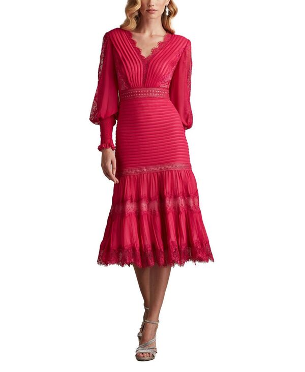 タダシショージ レディース トップス ワンピース Tadashi Shoji Women's Nyssa Bishop Sleeve Dress Red レッド