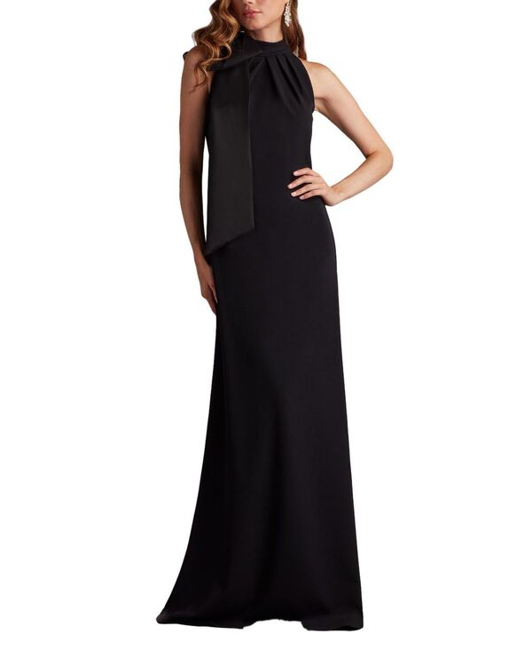 タダシショージ レディース トップス ワンピース ホルター Tadashi Shoji Women'sims Taffeta Shoulder Bow Halter Gown Hibiscus Black ブラック