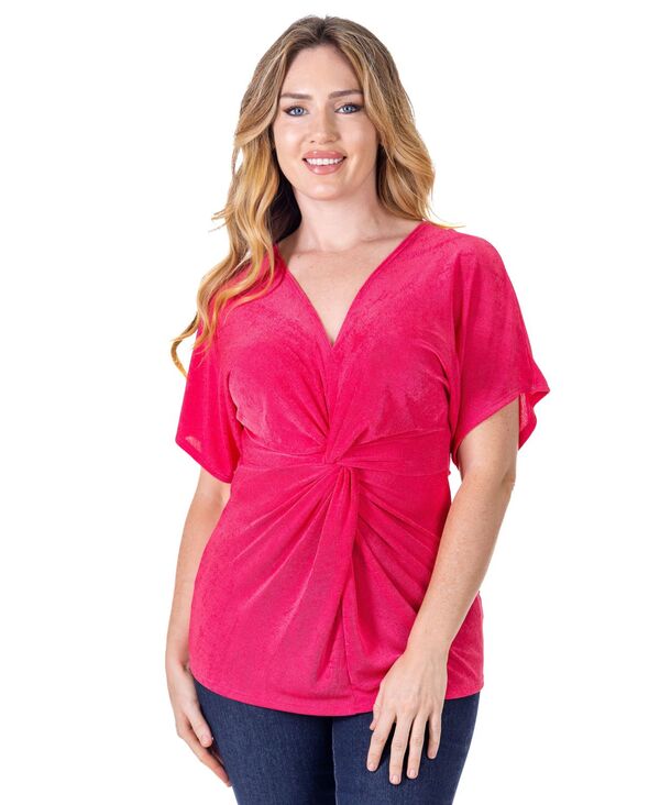 24 セブンコンフォート レディース トップス シャツ Vネック プチ 24seven Comfort Apparel Petite V-Necknot Front Kimono Sleeve Topink ピンク