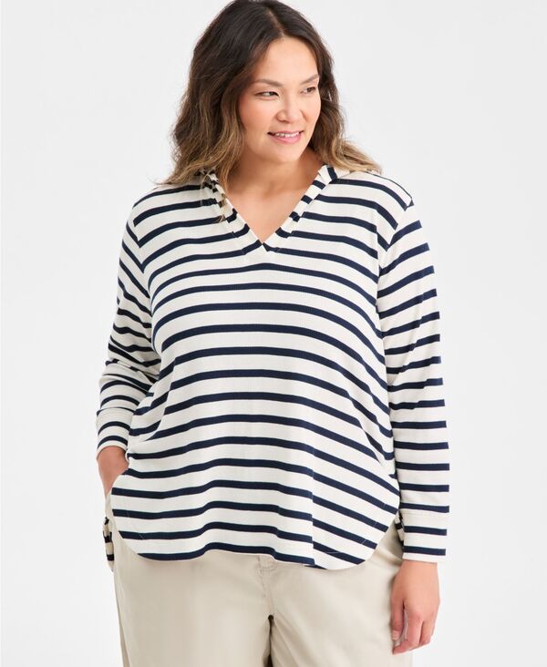 【送料無料】 スタイルアンドコー レディース パーカー・スウェット アウター Plus Size Waffle-Knit H..