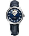 Ch EB Y rv ANZT[ Men's Swiss Automatic Maestro Blue Leather Strap Watch 39.5mm Blue