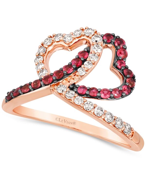 ル ヴァン レディース アクセサリー リング Le Vian Passion Ruby (3/8 ct.w.) & Nude Diamond (1/3 ct.w.) Interlocking Hearts Ring in 14k Rose Ruby ルビー