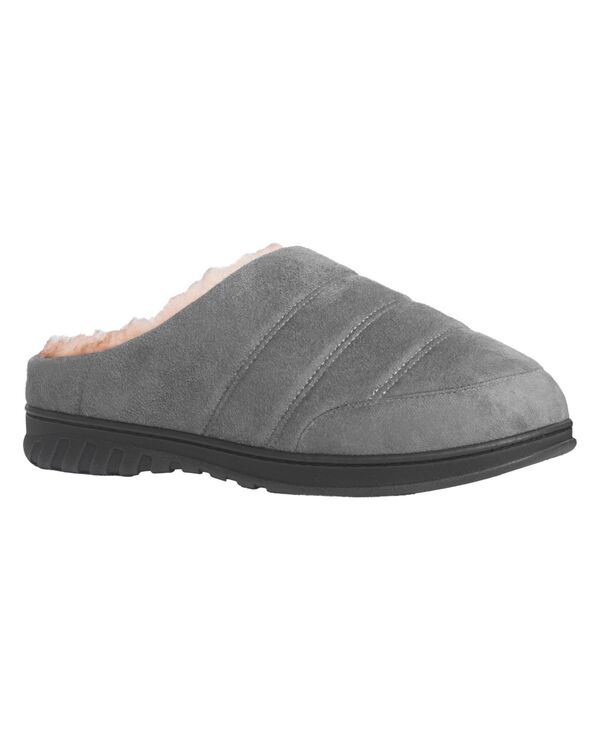 ウェザープルーフ メンズ シューズ サンダル スエード Weatherproof Men's Microsuede Puffer Clog with Tipped Shearling Faux Fur Lining Indoor-Outdoor Sole Slipper Medium Grey グレー
