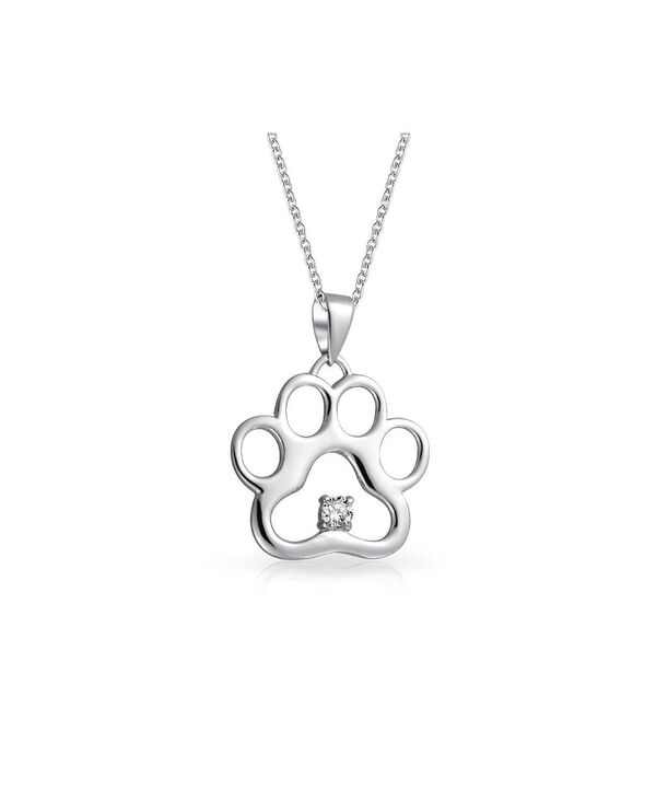 ブリング レディース アクセサリー ネックレス・チョーカー・ペンダントトップリント レース Bling Jewelry Sterling Silver Paw Print Pendant Necklace with CZ Accent for Pet Loversilver white ホワイト