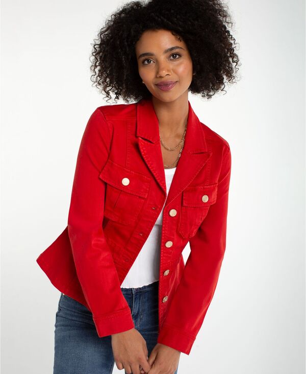 リヴァプール ロサンゼルス レディース アウター ジャケット・ブルゾン プチ Liverpoolos Angeles Women's Petite Tab Detail Button Front Jacket Fire Brick