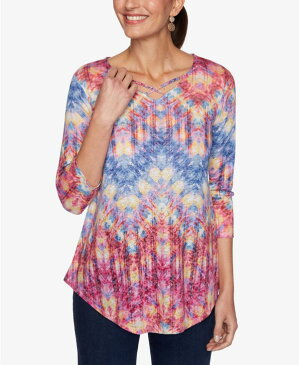 ルビーアールディー レディース シャツ トップス Women's Misses Knit Ikat Zigzag Top Hot Pink Multi