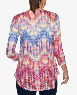 ルビーアールディー レディース シャツ トップス Women's Misses Knit Ikat Zigzag Top Hot Pink Multi