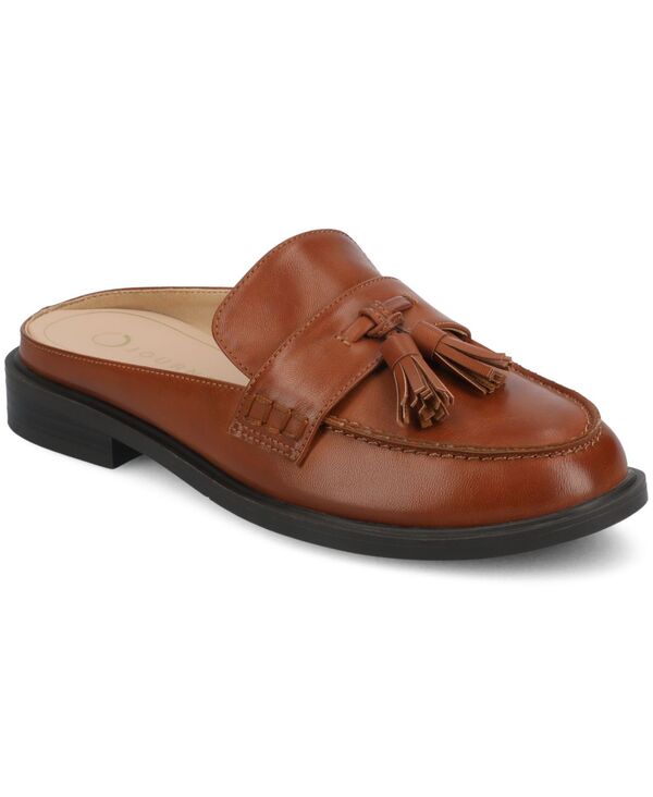 ジュルネ コレクション レディース シューズ スリッポン・ローファー Journee Collection Women's Azura Tasseloafer Mules Cognac