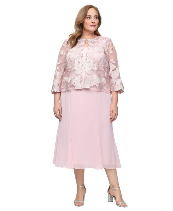 アレックスイブニングス レディース アウター ジャケット・ブルゾン A ライン プラスサイズ レース Alex Evenings Plusize A-Line Dress with Lace Mock Jacket Shell Pink ピンク