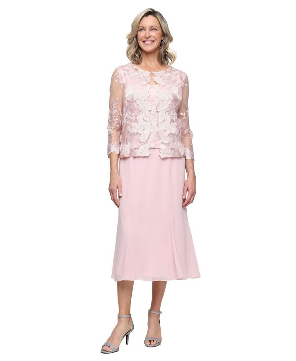 アレックスイブニングス レディース アウター ジャケット・ブルゾン Alex Evenings Women'scoop Neck Jacket Dresshell pink ピンク
