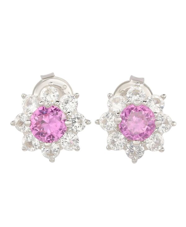 Suzy Levianew York Women's Accessories Earrings Suzy Levianew York Suzy Levian Sterling Sapphire Flower Halo Stud Earrings Pink sapphire Pink