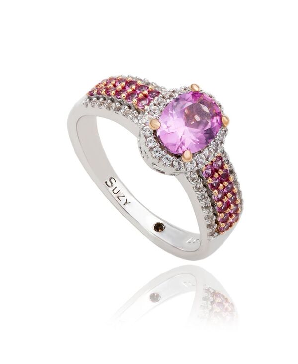スージー レヴィアン ニューヨーク レディース アクセサリー リング Suzy Levianew York Suzy Levian Sterling Oval-Cut Sapphire & Created Sapphire Anniversary Ring Pink sapphire ピンク
