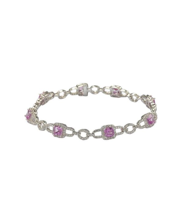 スージー レヴィアン ニューヨーク レディース アクセサリー ブレスレット・バングル・アンクレット Suzy Levianew York Suzy Levian Sterling Silver Asscher Cut Sapphire Art Deco Tennis Bracelet (7 in) Pink sapphire ピンク