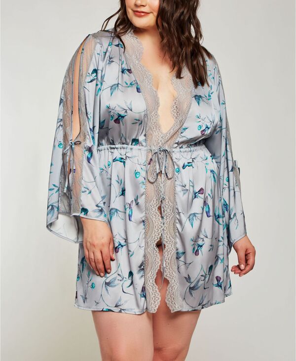 アイコレクション レディース アンダーウェア ナイトウェア プラスサイズ プリント iCollection Plusize Hummingbird Print Robe Lingerie Online Only Multi マルチカラー