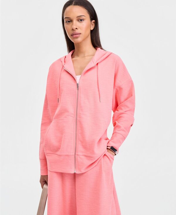 イデオロギー レディース アウター パーカー・スウェット シャツ IDeology Women's Rib Slub Zip-Front Hooded Sweatshirt Shell Pink ピンク