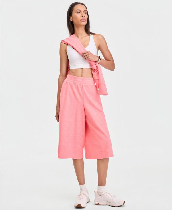 イデオロギー レディース ボトムス カジュアルパンツ リブ クロップド IDeology Women's Ribbed Wide-Leg Cropped Pull-On Pantshell Pink ピンク