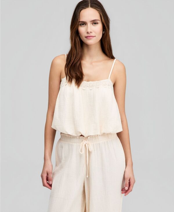 アンドノウディス レディース トップス シャツ コットン And Now This Women's Cotton Crochet-Trim Bubble-Hem Topalomino