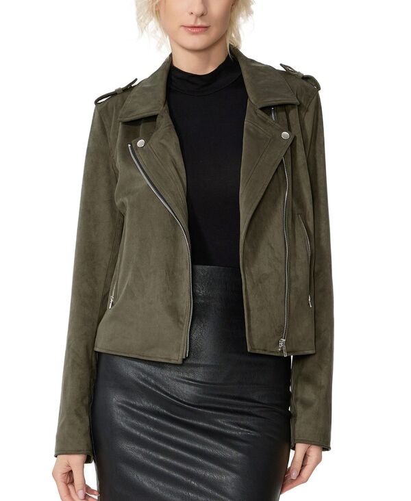 キミアンドカイ レディース アウター ジャケット・ブルゾン スエード kimi + kai Women's Faux Suede Moto Jacket Forest green グリーン
