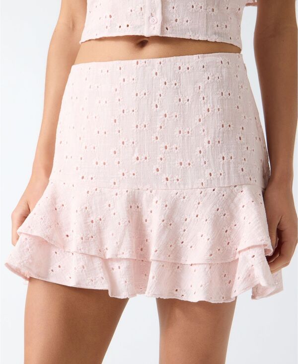 ゲス レディース トップス シャツ フリル ミニ スカート コットン GUESS Women'sade Ruffled Cotton Mini Skirt Lowkey Pink ピンク